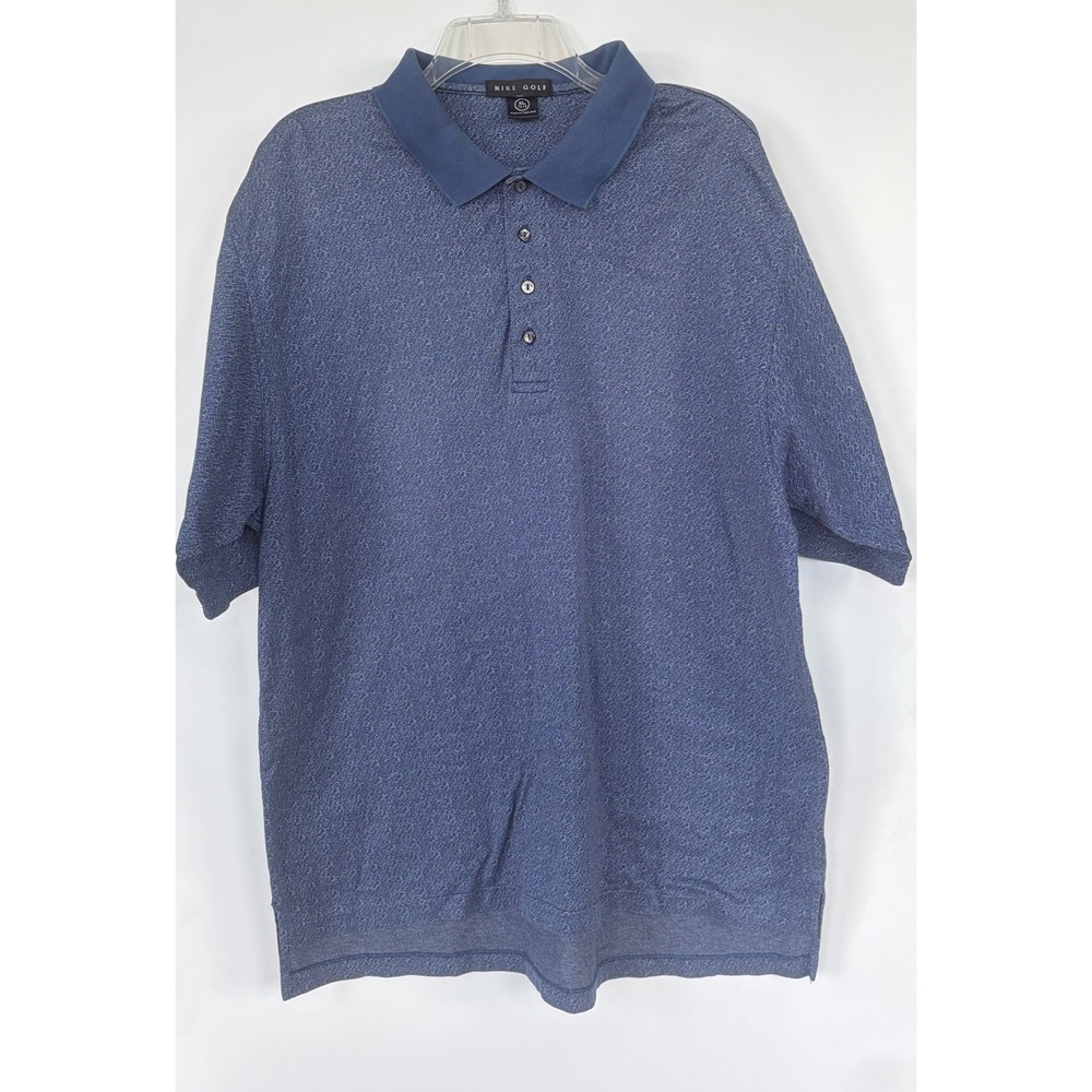 Nike Golf Mens XL Blue Textured Knit 100% Cotton Short Sleeve Polo Shirt Classic